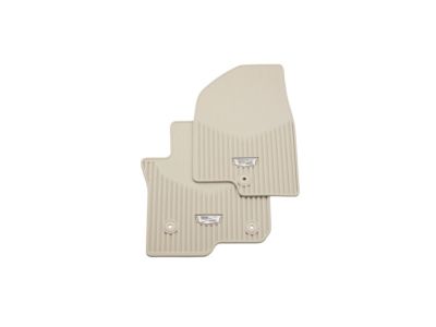 GM First-Row Premium All-Weather Floor Mats in Whisper Beige with Cadillac Logo 84725288