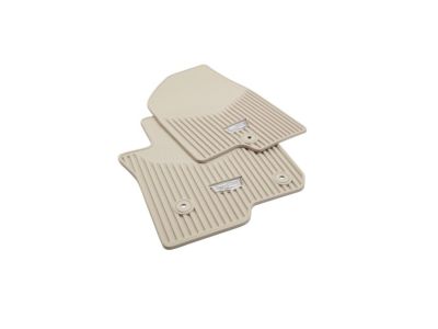 GM First-Row Premium All-Weather Floor Mats in Whisper Beige with Cadillac Logo 84725288