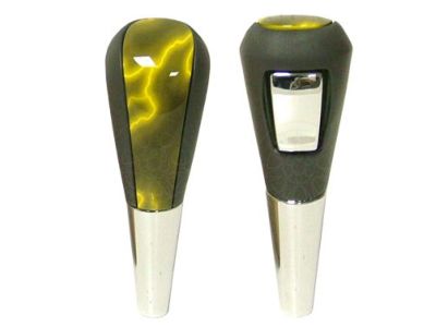 GM Automatic Transmission Shift Knob in Cashmere Leather with Yellow Lightning Pattern Insert 17801906