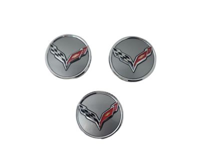 GM Center Cap in Argent with Crossed Flags Logo 19301415