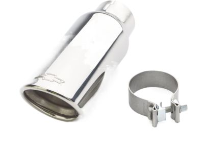 GM 5.3L Polished Stainless Steel Angle-Cut Dual-Wall Exhaust Tip with Bowtie Logo 22799814