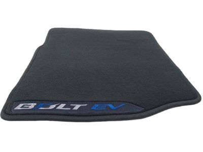 GM First- and Second-Row Premium Carpeted Floor Mats in Dark Galvanized with Bowtie Logo and Bolt EV Script 42498172