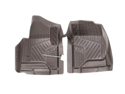 GM First-Row Premium All-Weather Floor Liners in Cocoa with Chrome Bowtie Logo (for Models with Center Console) 84185457