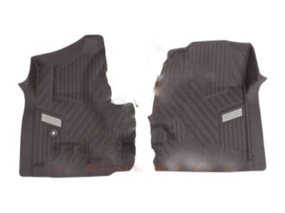 GM First-Row Premium All-Weather Floor Liners in Cocoa with Bowtie Logo (for Models with Center Console) 84185471
