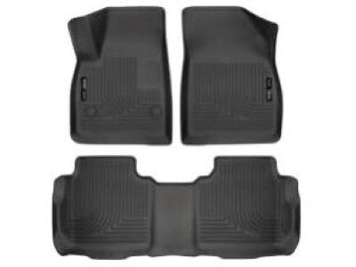 GM First- and Second-Row Premium All-Weather Floor Liners in Jet Black with Cadillac Logo 84286844