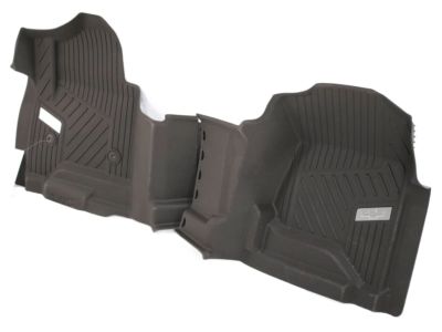 GM First-Row Interlocking Premium All-Weather Floor Liner in Cocoa with Chrome Bowtie Logo (for Models without Center Console) 84357869