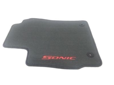 GM Front and Rear Premium Carpeted Floor Mats in Jet Black with Red Sonic Logo 95918875