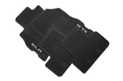 GM Front and Rear Premium Carpeted Floor Mats in Black with ELR Logo 22942455