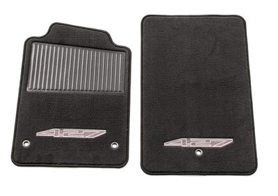 GM Front Premium Carpeted Floor Mats in Ebony with Embroidered 427 Logo 22957036
