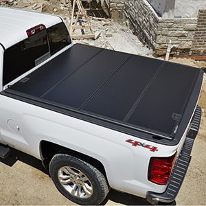 GM Short Box Quad-Fold Hard Tonneau Cover with Personal Caddy by Fold-a-Cover in Black 19302798
