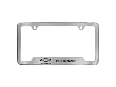 GM 19330392 License Plate Frame by Baron & Baron in Chrome with Black Bowtie Logo and Performance Script