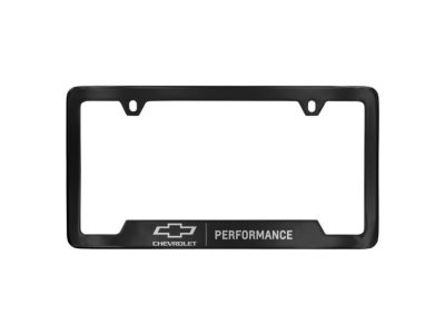 GM 19330393 License Plate Frame by Baron & Baron in Black with Bowtie Logo and Chrome Performance Script