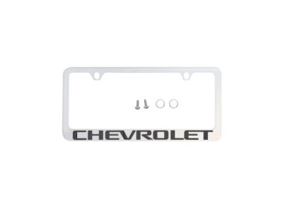 GM 19368098 License Plate Frame by Baron & Baron in Chrome with Black Chevrolet Script