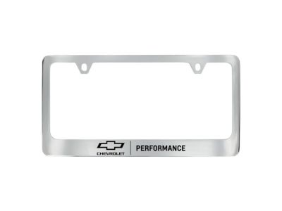 GM 19368105 License Plate Frame by Baron & Baron in Chrome with Black Bowtie Logo and Performance Script