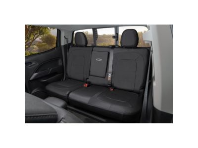 GM 23438868 Rear Seat Cover Set in Jet Black with Bowtie Logo (with Armrest)