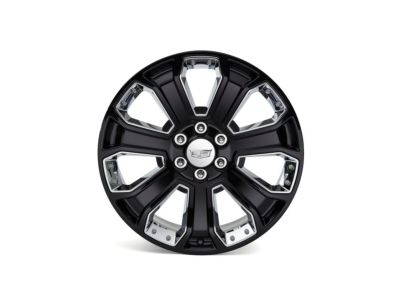 GM 84340647 22x9-Inch Aluminum 7-Spoke Wheel in Gloss Black with Chrome Inserts