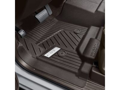GM First-Row Interlocking Premium All-Weather Floor Liner in Cocoa with Chrome GMC Logo (for Models without Center Console) 84357873