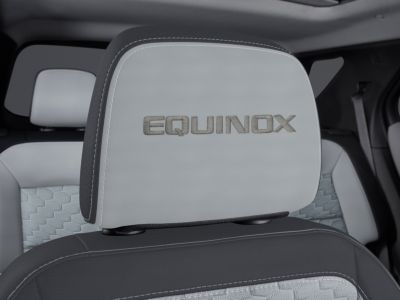 GM Cloth Headrest in Medium Ash Gray with Embroidered Equinox Script 84594437
