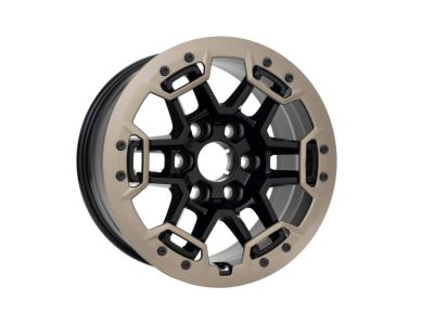 GM 17x8-Inch Aluminum Multi-Spoke Beadlock Capable Wheel in Gloss Black with Tech Bronze Trim Ring 84605398