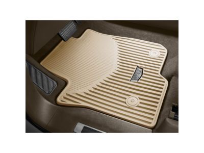 GM First-Row Premium All-Weather Floor Mats in Parchment with Cadillac Logo 84725286