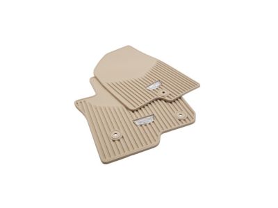 GM First-Row Premium All-Weather Floor Mats in Parchment with Cadillac Logo 84725286