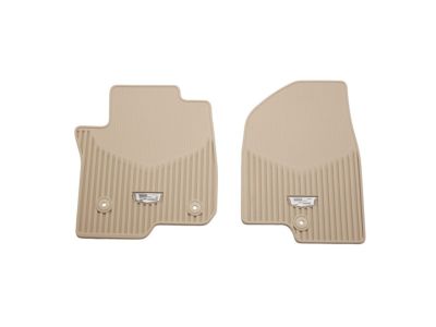 GM First-Row Premium All-Weather Floor Mats in Parchment with Cadillac Logo 84725286