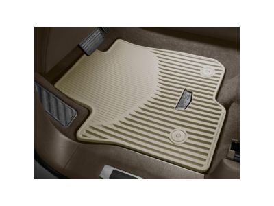 GM First-Row Premium All-Weather Floor Mats in Whisper Beige with Cadillac Logo 84725288