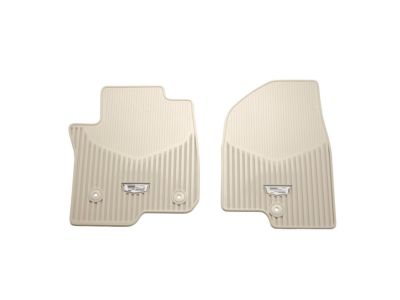 GM First-Row Premium All-Weather Floor Mats in Whisper Beige with Cadillac Logo 84725288