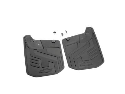 GM Rear Flat Splash Guards in Black with Bowtie Logo 84944127