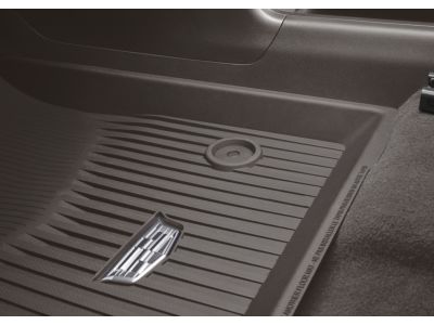 GM First- and Second-Row Premium All-Weather Floor Liners in Dark Titanium with Cadillac Logo 84990612