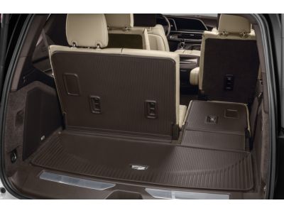 GM Integrated Cargo Liner in Very Dark Atmosphere with Cadillac Logo 85539126