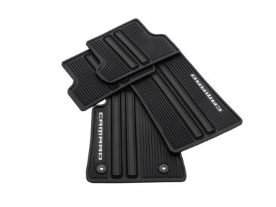 GM First- and Second-Row Premium All-Weather Floor Mats in Jet Black with Camaro Script 86555231