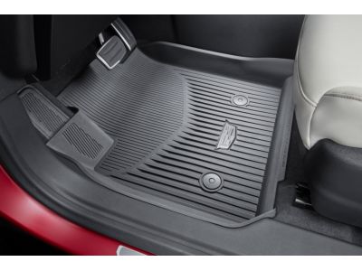 GM First- and Second-Row Premium All-Weather Floor Liners in Jet Black with Cadillac Logo 86772007