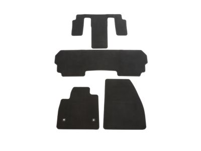 GM First-, Second- and Third-Row Carpeted Floor Mats in Jet Black (for Models with Second-Row Captain's Chairs) 86773661