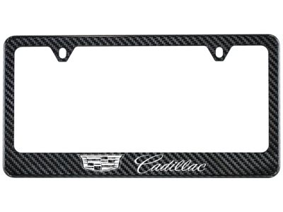 GM 19432774 License Plate Frame in Carbon Fiber with Cadillac Logo by Baron & Baron - Associated Accessories