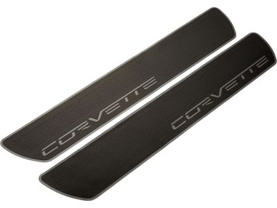 GM Door Sill Plates,Note:Corvette Script Logo,Competition Gray 17802223