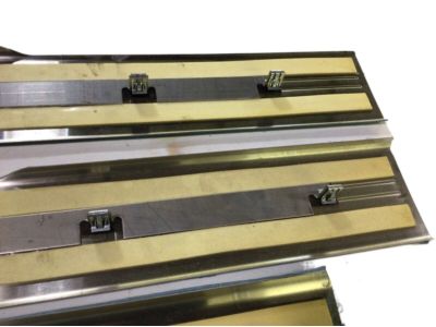 GM Front Door Sill Plates in Brushed Stainless Steel with GMC Logo 17802522