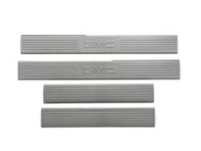 GM Front Door Sill Plates in Brushed Stainless Steel with GMC Logo 17802522