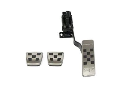 GM Pedal Cover Package in Stainless Steel and Black with Crossed Flags Logo and Corvette Script for Manual Transmission 19155308
