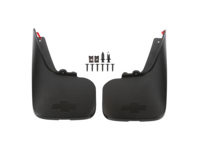 GM Rear Molded Splash Guards in Charcoal Gray with Bowtie Logo 19170498