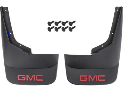 GM Rear Molded Splash Guards in Black with Red GMC Logo 19212553