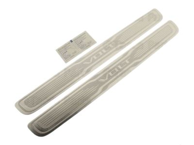 GM Front Door Sill Plates in Stainless Finish with Volt Logo 19244297