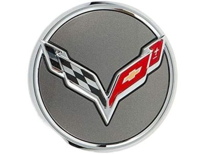 GM Center Cap in Argent with Crossed Flags Logo 19301415
