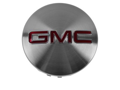 GM Center Cap in Brushed Aluminum with Red GMC Logo 19301601
