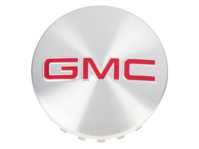 GM Center Cap in Brushed Aluminum with Red GMC Logo 19301601