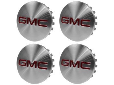 GM Center Cap in Brushed Aluminum with Red GMC Logo 19301601