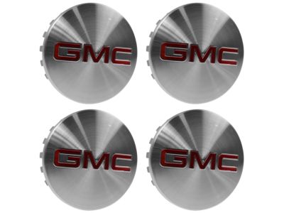GM Center Cap in Brushed Aluminum with Red GMC Logo 19301601
