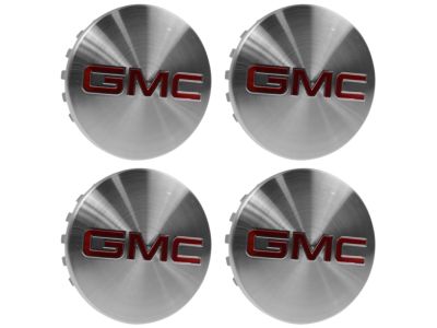 GM Center Cap in Brushed Aluminum with Red GMC Logo 19301601