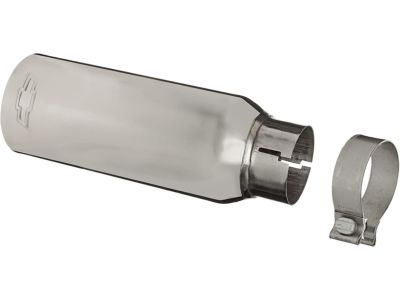 GM Polished Stainless Steel Straight-Cut Dual-Wall Exhaust Tip with Bowtie Logo 22799812