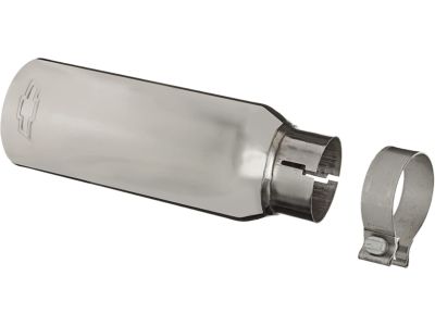 GM Polished Stainless Steel Straight-Cut Dual-Wall Exhaust Tip with Bowtie Logo 22799812
